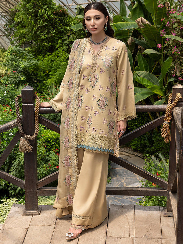 OLIVINE | Ghuncha - Embroidered Unstitched Karandi '23 | IZEL