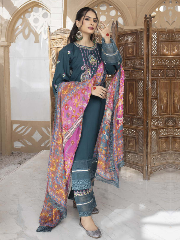 - NARGIS - 3 PIECE EMBROIDERED UNSTITCHED LAWN - portia fabrics