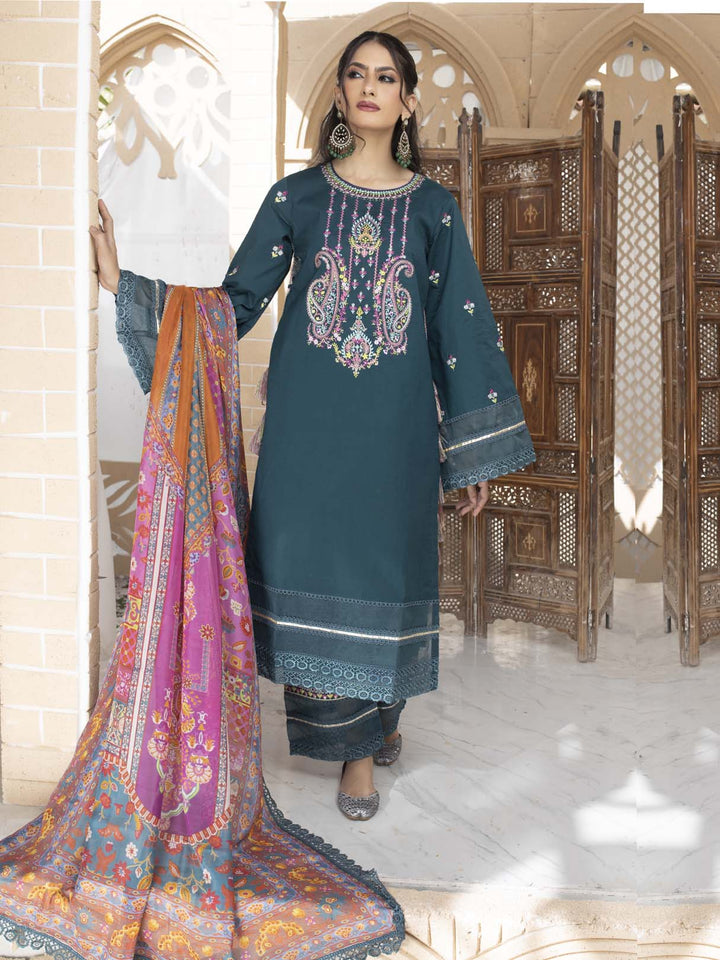 - NARGIS - 3 PIECE EMBROIDERED UNSTITCHED LAWN - portia fabrics
