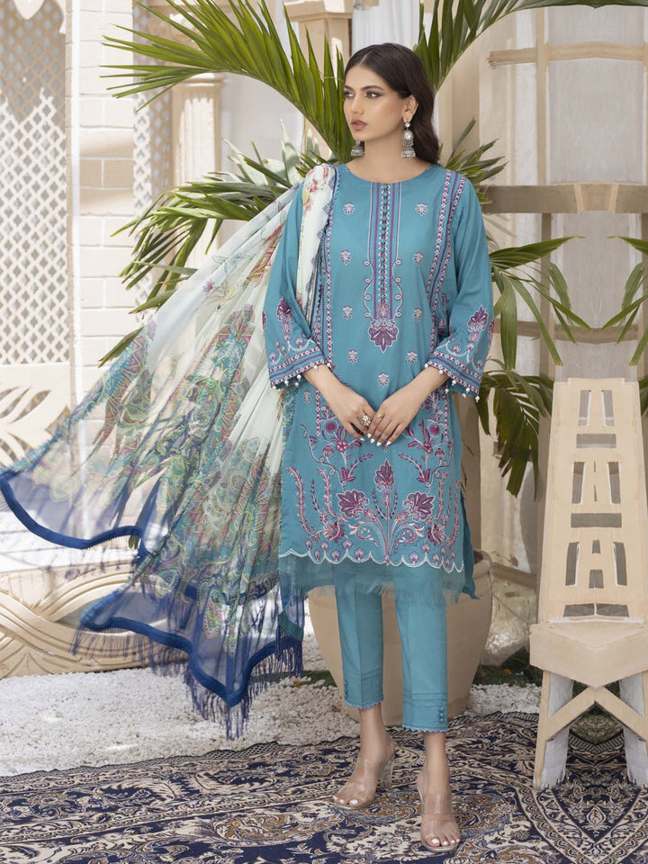  - NAZLI - 3 PIECE EMBROIDERED UNSTITCHED LAWN - portia fabrics