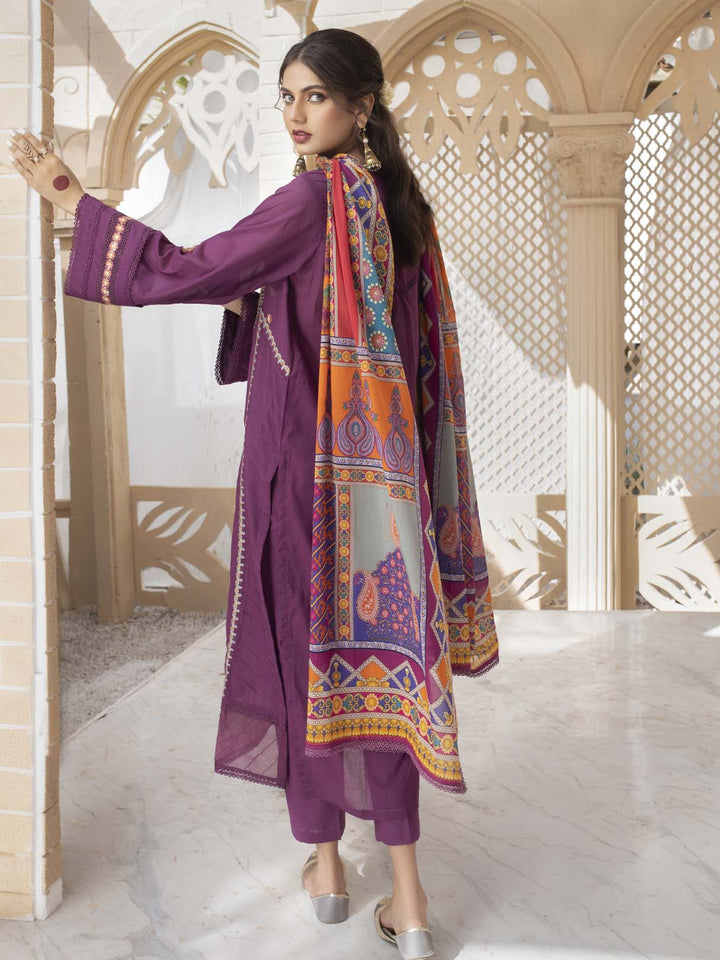  - MAHJABEEN - 3 PIECE EMBROIDERED UNSTITCHED LAWN - portia fabrics