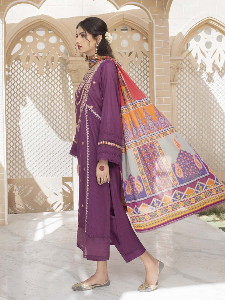  - MAHJABEEN - 3 PIECE EMBROIDERED UNSTITCHED LAWN - portia fabrics