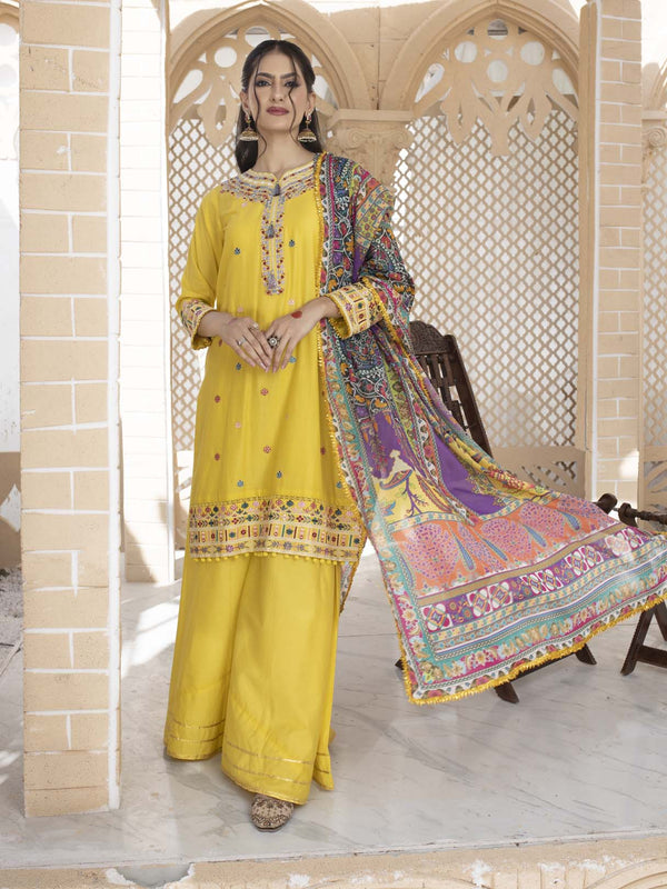  - GHAZALA - 3 PIECE EMBROIDERED UNSTITCHED LAWN - portia fabrics