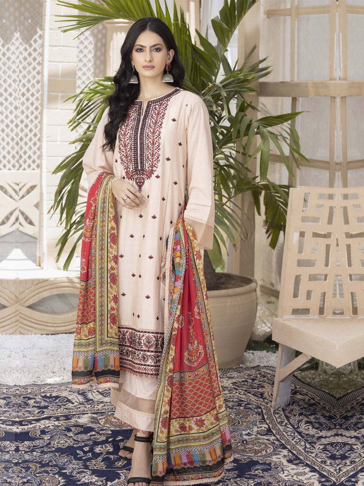  - MEHR UN NISSA - 3 PIECE EMBROIDERED UNSTITCHED LAWN - portia fabrics