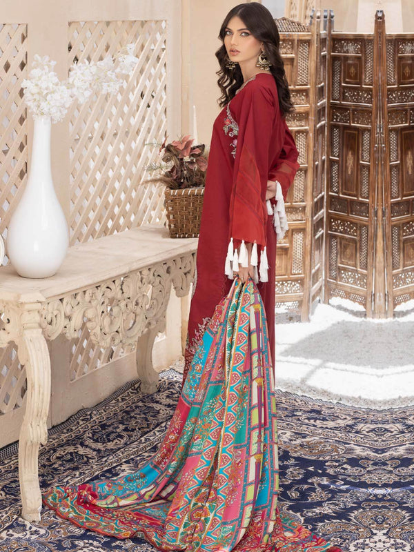  - FARIDA - 3 PIECE EMBROIDERED UNSTITCHED LAWN - portia fabrics