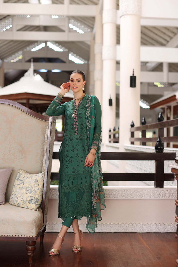 D4-A Green Laser | Noor Luxury Chikankari Lawn'24 | Noor by Saadia Asad