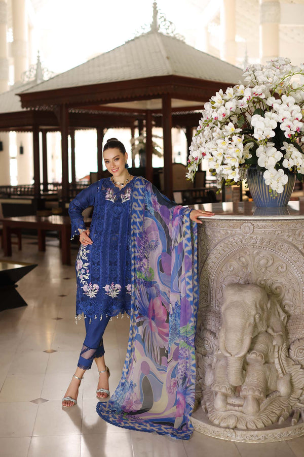 D10-B Blue Electric | Noor Luxury Chikankari Lawn'24 | Noor by Saadia Asad