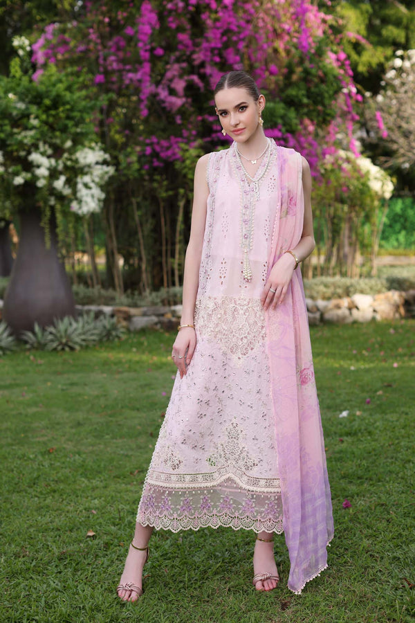 D11-A Pink | Noor Luxury Chikankari Lawn'24 | Noor by Saadia Asad