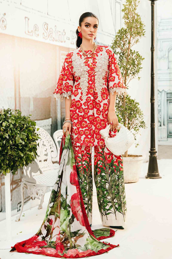MPT-2606-B I Piece Unstitched Embroidered Lawn Suit I Maria B