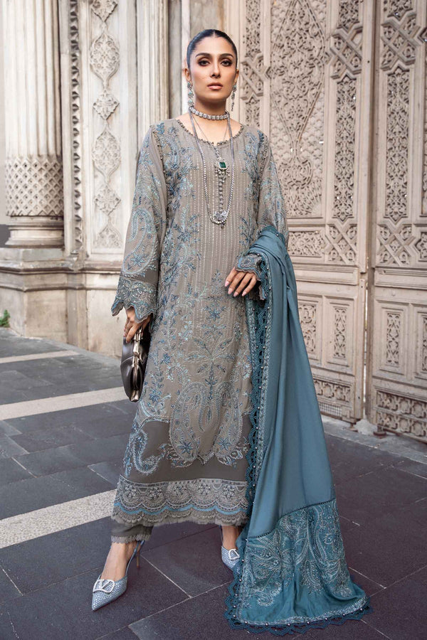 Grey DL-1104 | Unstitched Linen | Maria.B.