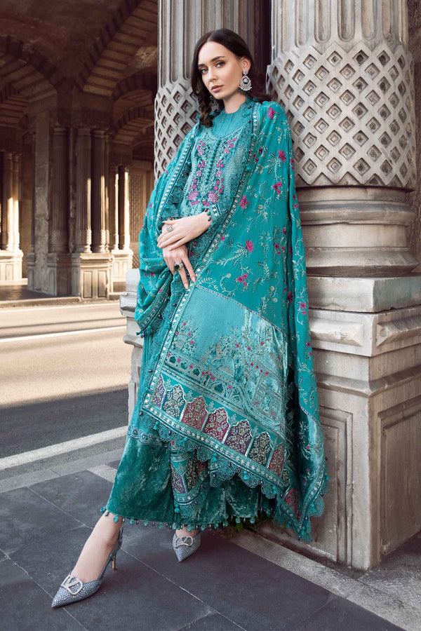 Teal DL-1105 | Unstitched Linen | Maria.B.