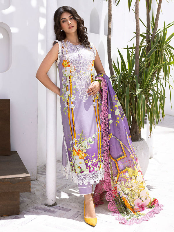 Orchid Oasis | Leya Unstitched Printed Lawn | Roheenaz