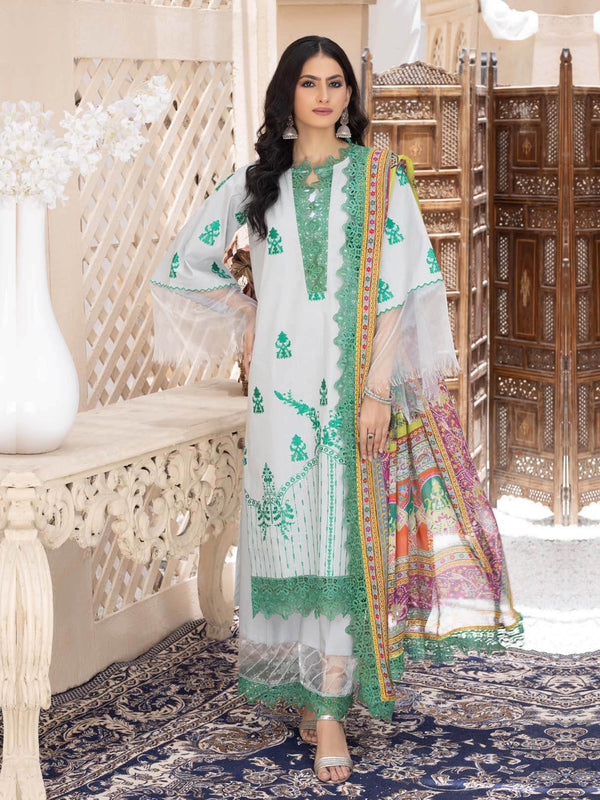  - ROOHI - 3 PIECE EMBROIDERED UNSTITCHED LAWN - portia fabrics