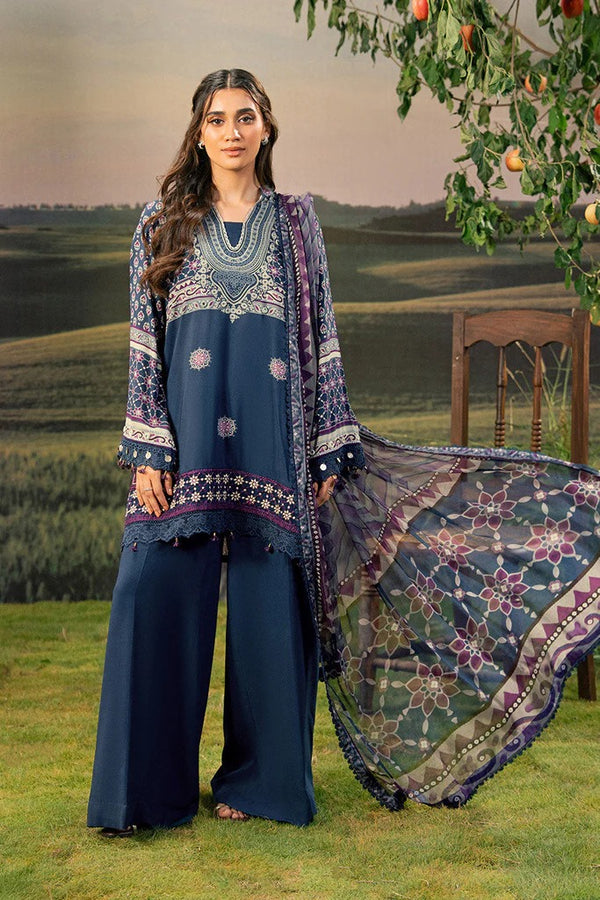 MB-PFUS25-09B I 3 Pc Unstitched Embroidered Arabic Lawn Suit I Maria.B.