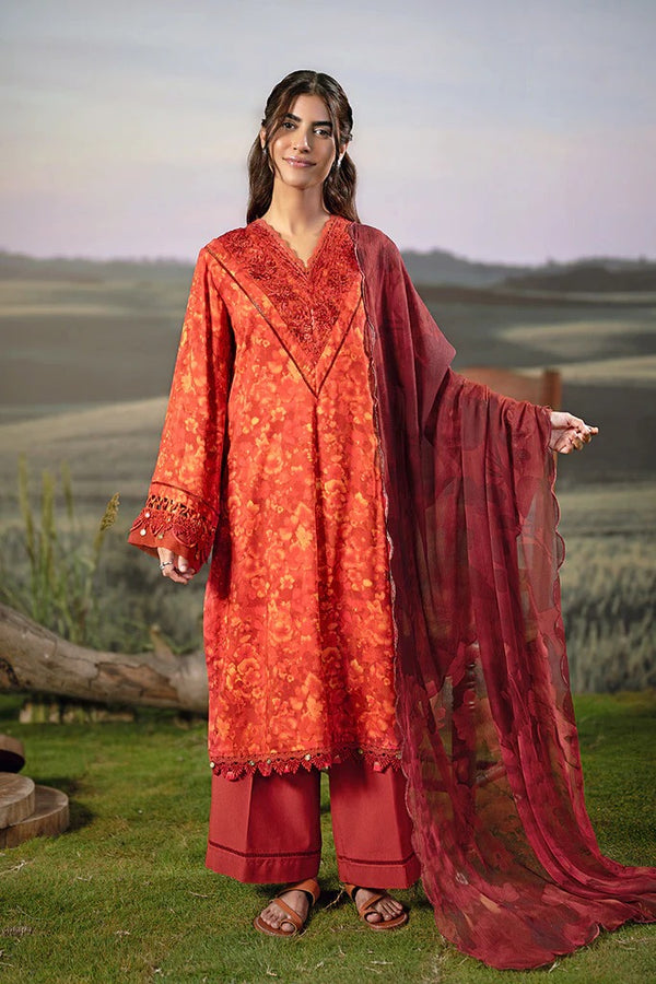 MB-PFUS25-10B I 3 Pc Unstitched Embroidered Arabic Lawn Suit I Maria.B.